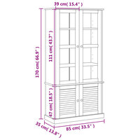 Vitrinekast VIGO 85x35x170 cm massief licht bruin grenenhout