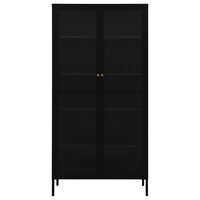 Vitrinekast Amber 90x40x180 cm staal en gehard glas zwart