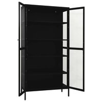 Vitrinekast Amber 90x40x180 cm staal en gehard glas zwart