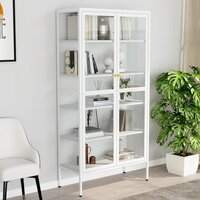 Vitrinekast Amber 90x40x180 cm staal en gehard glas wit