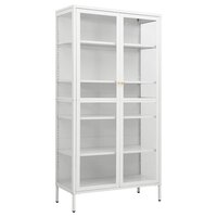 Vitrinekast Amber 90x40x180 cm staal en gehard glas wit