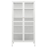 Vitrinekast Amber 90x40x180 cm staal en gehard glas wit