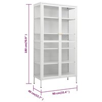 Vitrinekast Amber 90x40x180 cm staal en gehard glas wit