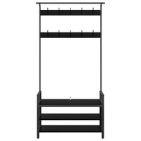 Kapstok Hansi met plank Zwart eiken 95 x 34 x 184 cm Bewerkt hout