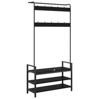 Kapstok Hansi met plank Zwart eiken 95 x 34 x 184 cm Bewerkt hout