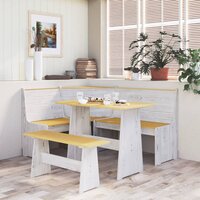 Eethoek REINE massief grenenhout honingbruin en transparant wit