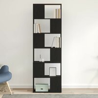 Boekenkast/kamerscherm 60x24x186 cm zwart eikenkleurig
