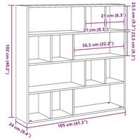 Boekenkast/kamerscherm Fox 105x24x102 cm oud houtkleurig