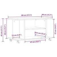 Tv-meubel met wieltjes 80x40x45 cm bewerkt hout oud houtkleurig