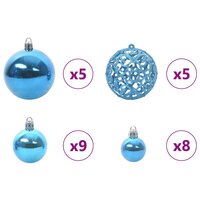 Kunstkerstboom groen met blauwe ballen en 150 LEDs 150 cm