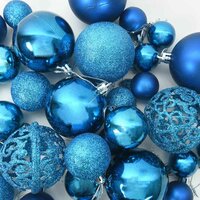 Kunstkerstboom groen met blauwe ballen en 150 LEDs 150 cm