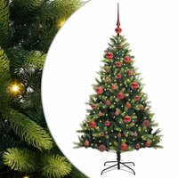 Kunstkerstboom groen met rode ballen 150 LEDs Groen 150 cm