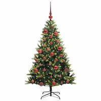 Kunstkerstboom groen met rode ballen 150 LEDs Groen 150 cm