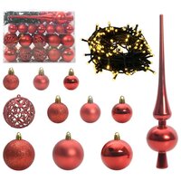 Kunstkerstboom groen met rode ballen 150 LEDs Groen 150 cm