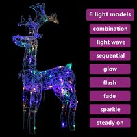 Kerstversiering rendier 90 LED&#039;s 60x16x100 cm acryl