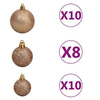 120-delige Kerstballenset met piek en 300 LED&#039;s ros&eacute;goud