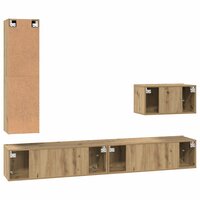 Tv-meubelset Wouter 4 pcs artisanaal eikenkleurig 30.5 x 30 x 110 cm