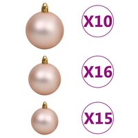 Kunstkerstboom met verlichting en kerstballen 210 cm PVC roze