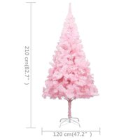 Kunstkerstboom met verlichting en kerstballen 210 cm PVC roze