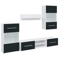 Tv-meubels met LED-verlichting bewerkt hout mat indigo - 5-delig