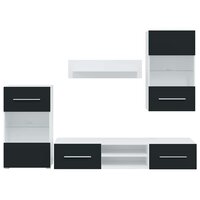 Tv-meubels met LED-verlichting bewerkt hout mat indigo - 5-delig