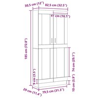Boekenkast Mario Zwart eiken 82,5 x 30,5 x 185 cm hout