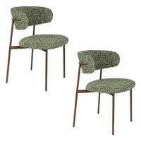 Eetkamerstoel Claes SET 2 stoelen groene stof met bruine poten