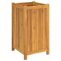 Plantenbak Bas met voering 42x42x75 cm massief acaciahout