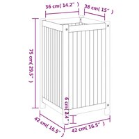 Plantenbak Bas met voering 42x42x75 cm massief acaciahout