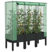 Plantenbak zwart op pootjes met kashoes 120x40x140 cm rattanlook