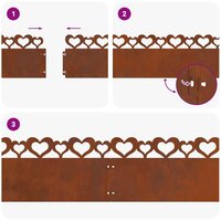 Gazonranden SET 10 st hartjes Roestig 103x22 cm Cortenstaal borderrand