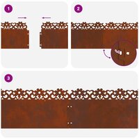 Gazonranden bloemmotief SET 10 st Roestig 103x22 cm Cortenstaal borderrand