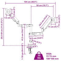 Monitorbeugels dubbel 27 inch scherm gasveer 20 kg