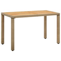 Tuintafel Marcia 123x60x74 cm poly rattan en massief acaciahout beige