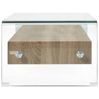 Salontafel James 98x45x31 cm gehard glas transparant met houten onderblad