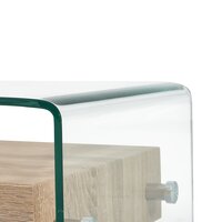 Salontafel James 98x45x31 cm gehard glas transparant met houten onderblad