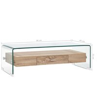 Salontafel James 98x45x31 cm gehard glas transparant met houten onderblad