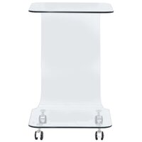 Salontafel Kermit 45x40x63 cm gehard glas met wieltjes