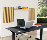 Set van 2 Oxford akoestische wandpanelen horizontaal naast elkaar met licht eiken latjes op antraciet vilt