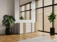 Groot wit kantoordressoir Oxford 160cm met push-to-open lades en akoestische deuren sfeer