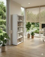 Open kast met planken Oxford in een sfeervol thuiskantoor