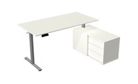 Wit elektrisch verstelbaar zit-sta bureau Kerkmann Move New Base 160x80 cm met sideboard