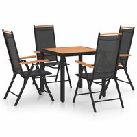 Tuinset Outdoor aluminium zwart 4 stoelen met tafel