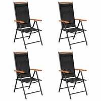 Tuinset Outdoor aluminium zwart 4 stoelen met tafel losse stoelen