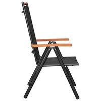 Tuinset Outdoor aluminium zwart 4 stoelen met tafel zijaanzicht
