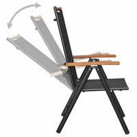 Tuinset Outdoor aluminium zwart 4 stoelen met tafel werking rugleuning