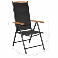 Tuinset Outdoor aluminium zwart 4 stoelen met tafel