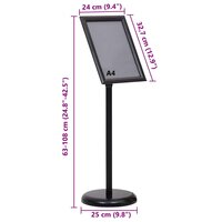Posterstandaards set 2 stuks Zwart 32.7 x 24 x 108 cm Aluminium maatindicatie