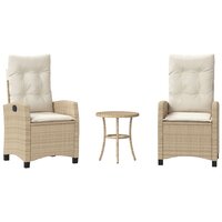Bistroset Minga met kussens poly rattan beige - 3-delig