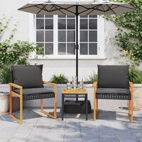 Bistroset Mantra met kussens poly rattan en acaciahout zwart